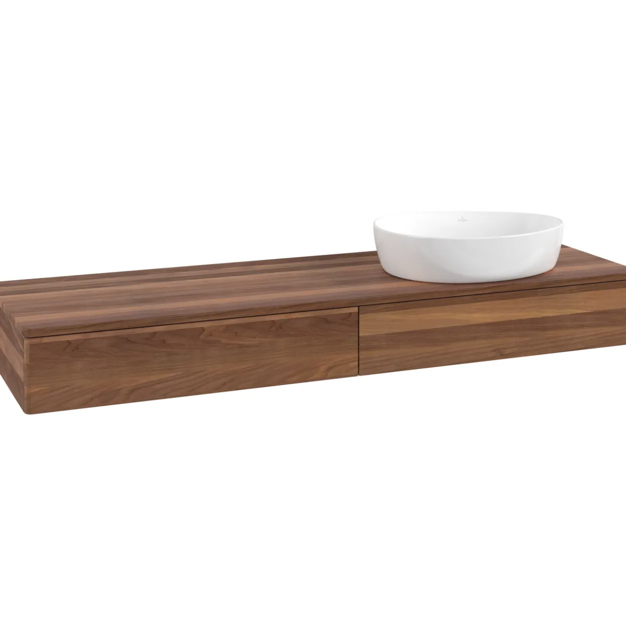 V&b antao servantskap 2 skuffer glatt 1600x190x500 høyre u/kranhull valnøtt/valnøtt