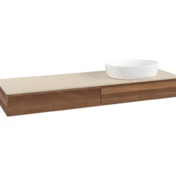 V&b antao servantskap 2 skuffer glatt 1600x190x500 høyre u/kranhull valnøtt/créme