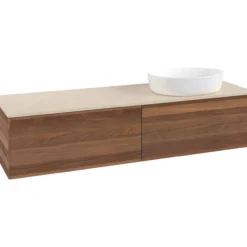 V&b antao servantskap 2 skuffer glatt 1600x360x500 høyre u/kranhull valnøtt/créme
