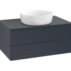 V&b antao servantskap 2 skuffer glatt 800x360x500 m/kranhull blå
