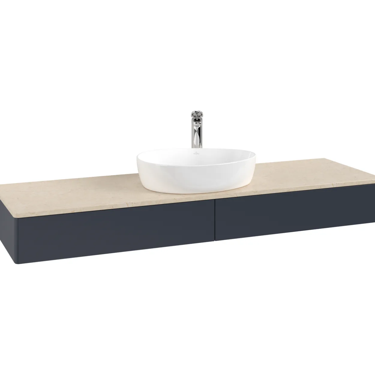 V&b antao servantskap 2 skuffer glatt 1600x190x500 m/kranhull blå/créme