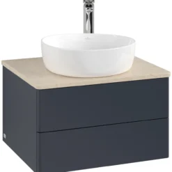 V&b antao servantskap 2 skuffer glatt 600x360x500 m/kranhull blå/créme