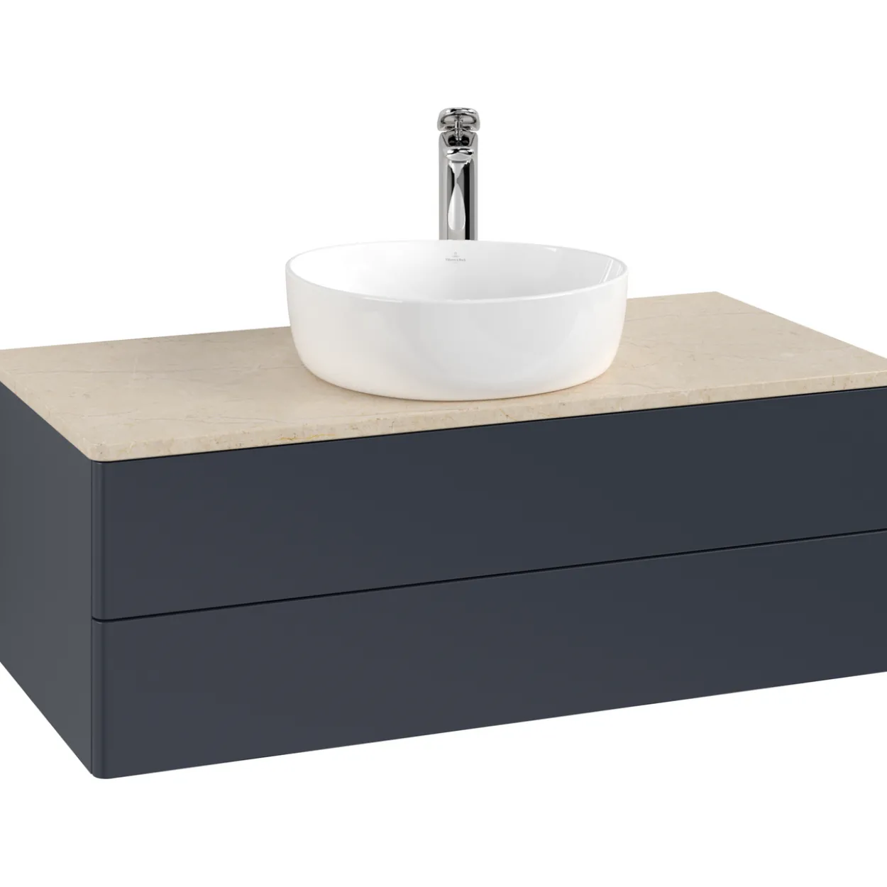 V&b antao servantskap 2 skuffer glatt 1000x360x500 m/kranhull blå/créme