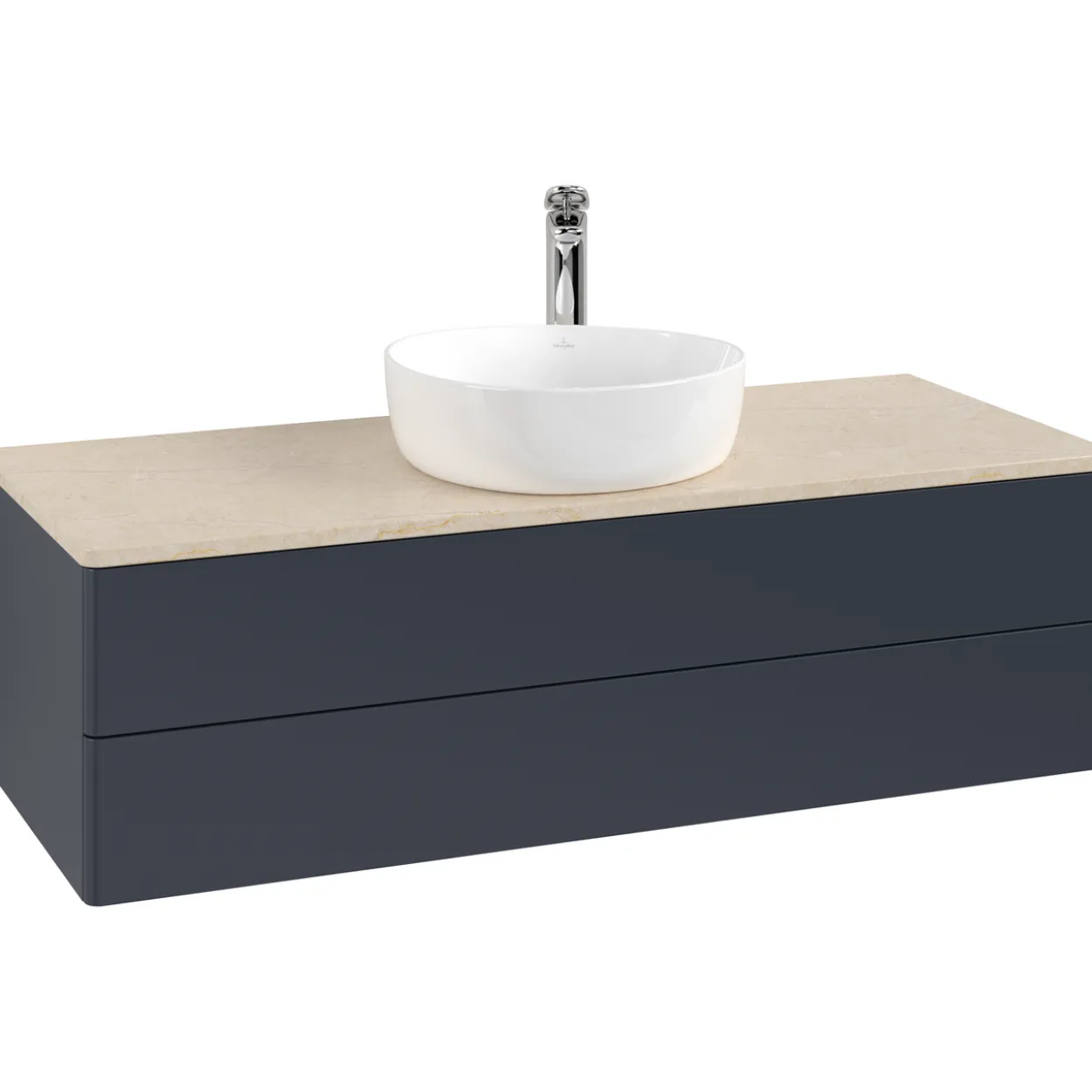 V&b antao servantskap 2 skuffer glatt 1200x360x500 m/kranhull blå/créme
