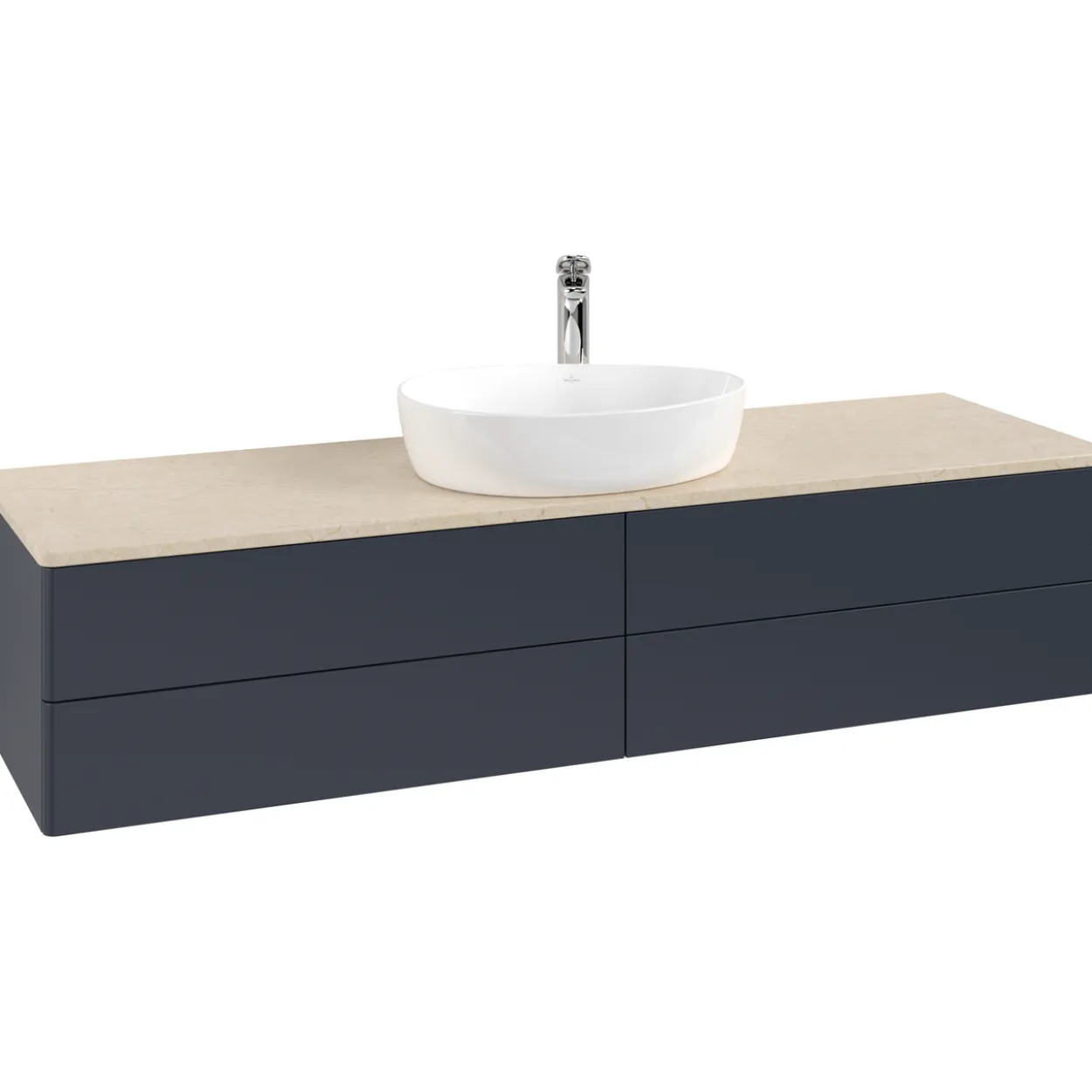 V&b antao servantskap 4 skuffer glatt 1600x360x500 m/kranhull blå/créme