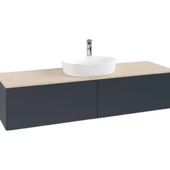 V&b antao servantskap 2 skuffer glatt 1600x360x500 m/kranhull blå/créme