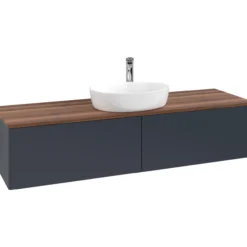 V&b antao servantskap 2 skuffer glatt 1600x360x500 m/kranhull blå/valnøtt