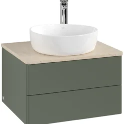 V&b antao servantskap 2 skuffer glatt 600x360x500 m/kranhull grønn/créme