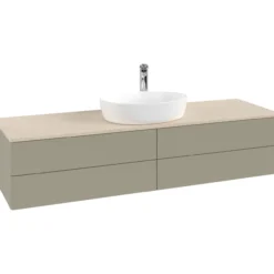 V&b antao servantskap 4 skuffer glatt 1600x360x500 m/kranhull stengrå/créme