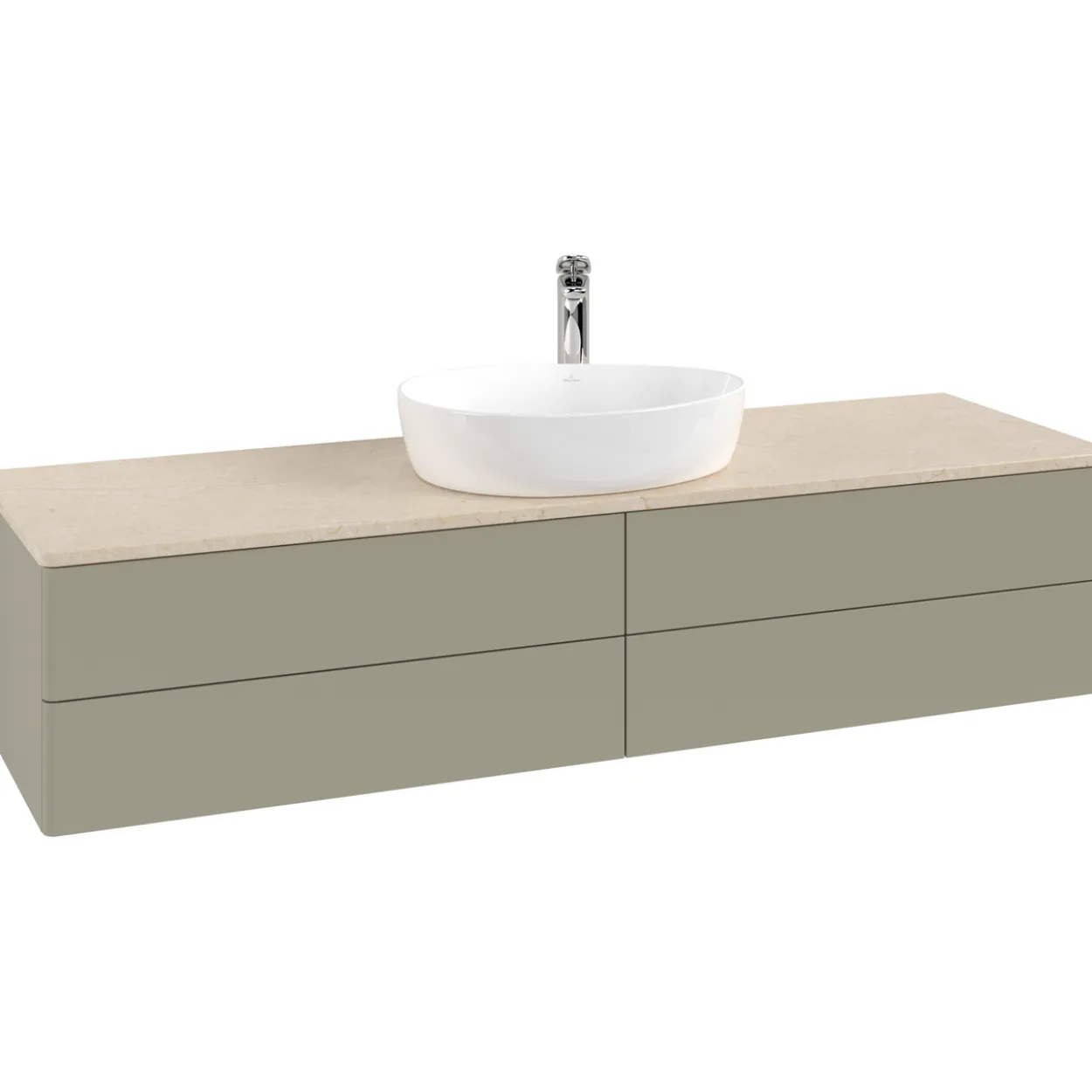 V&b antao servantskap 4 skuffer glatt 1600x360x500 m/kranhull stengrå/créme