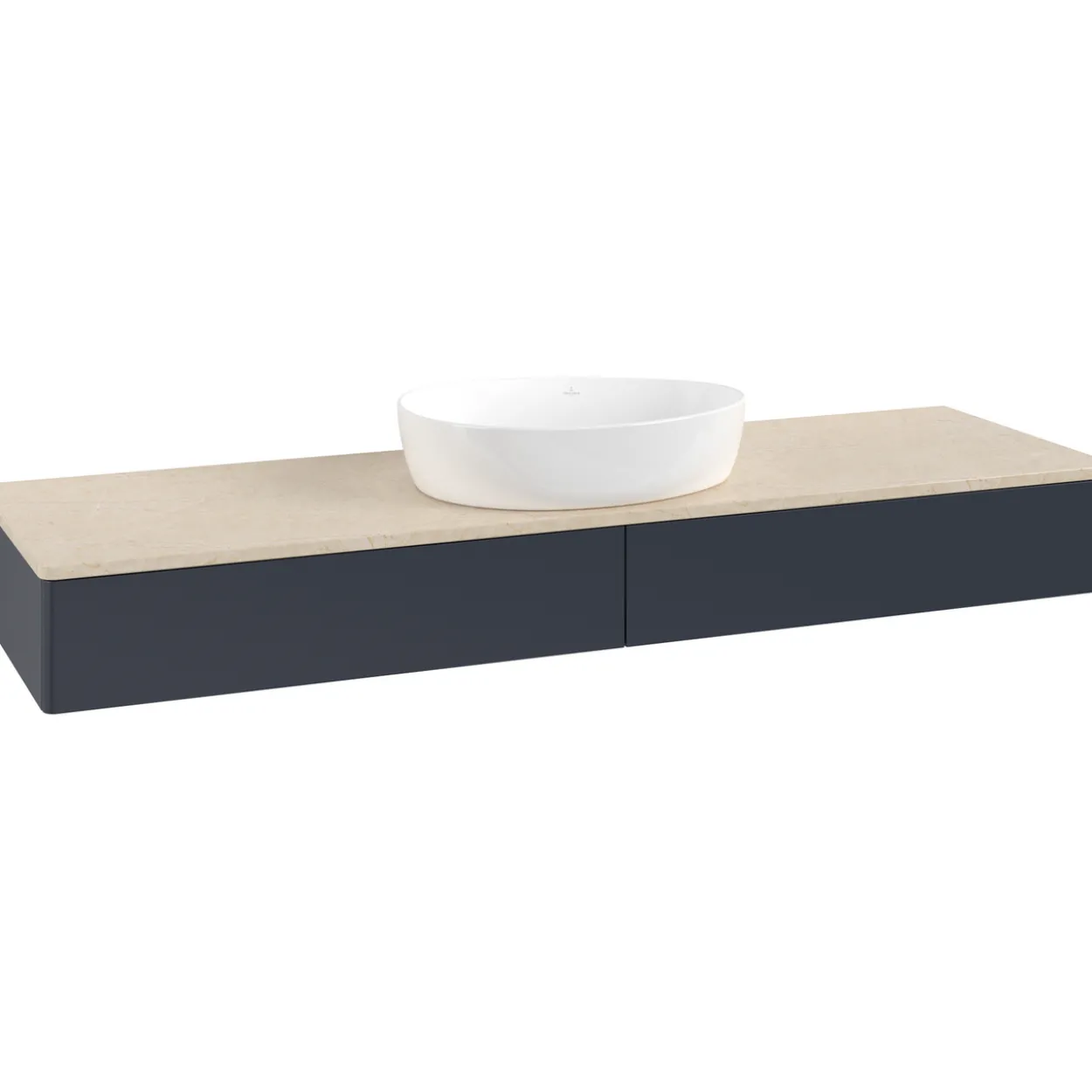 V&b antao servantskap 2 skuffer glatt 1600x190x500 u/kranhull blå/créme