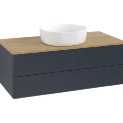 V&b antao servantskap 2 skuffer glatt 1000x360x500 u/kranhull blå/eik