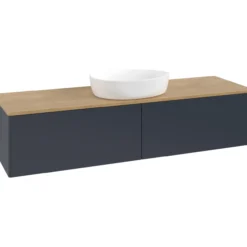 V&b antao servantskap 2 skuffer glatt 1600x360x500 u/kranhull blå/eik