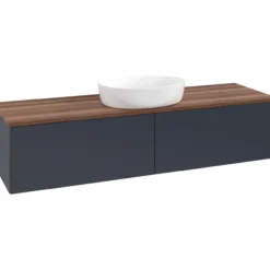 V&b antao servantskap 2 skuffer glatt 1600x360x500 u/kranhull blå/valnøtt