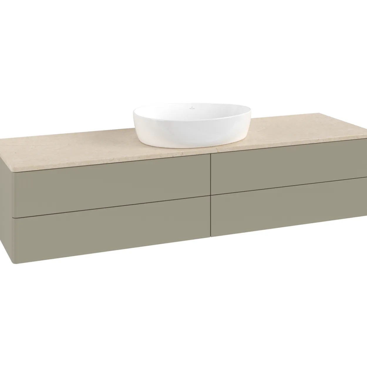 V&b antao servantskap 4 skuffer glatt 1600x360x500 u/kranhull m/lys stengrå/créme