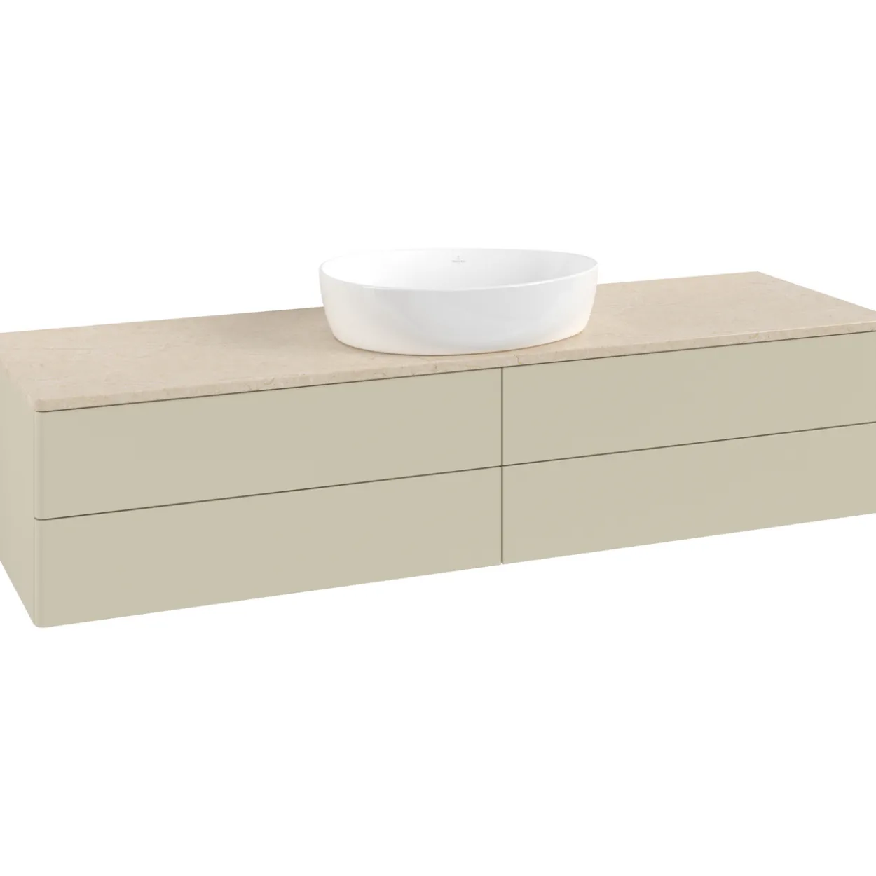 V&b antao servantskap 4 skuffer glatt 1600x360x500 u/kranhull silkegrå/créme