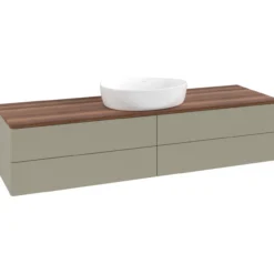 V&b antao servantskap 4 skuffer glatt 1600x360x500 u/kranhull stengrå/valnøtt