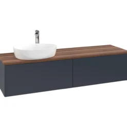 V&b antao servantskap 2 skuffer glatt 1600x360x500 venstre m/kranhull blå/valnøtt