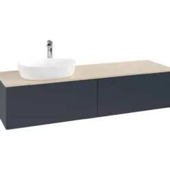 V&b antao servantskap 2 skuffer glatt 1600x360x500 venstre m/kranhull blå/créme