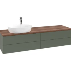 V&b antao servantskap 4 skuffer glatt 1600x360x500 venstre m/kranhull grønn/valnøtt