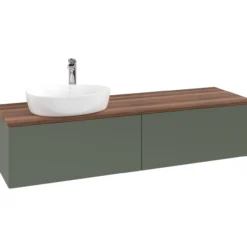 V&b antao servantskap 2 skuffer glatt 1600x360x500 venstre m/kranhull grønn/valnøtt