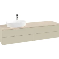 V&b antao servantskap 4 skuffer glatt 1600x360x500 venstre m/kranhull m/lys silkegrå/créme