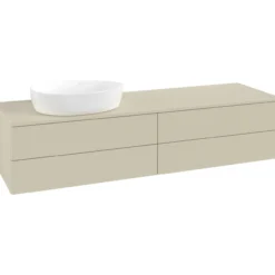 V&b antao servantskap 4 skuffer glatt 1600x360x500 venstre m/kranhull silkegrå