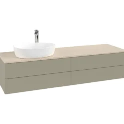 V&b antao servantskap 4 skuffer glatt 1600x360x500 venstre m/kranhull stengrå/créme