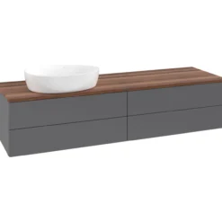 V&b antao servantskap 4 skuffer glatt 1600x360x500 venstre u/kranhull antrasitt/valnøtt