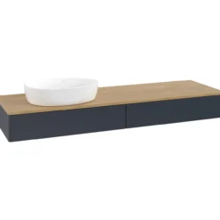 V&b antao servantskap 2 skuffer glatt 1600x190x500 venstre u/kranhull blå/eik