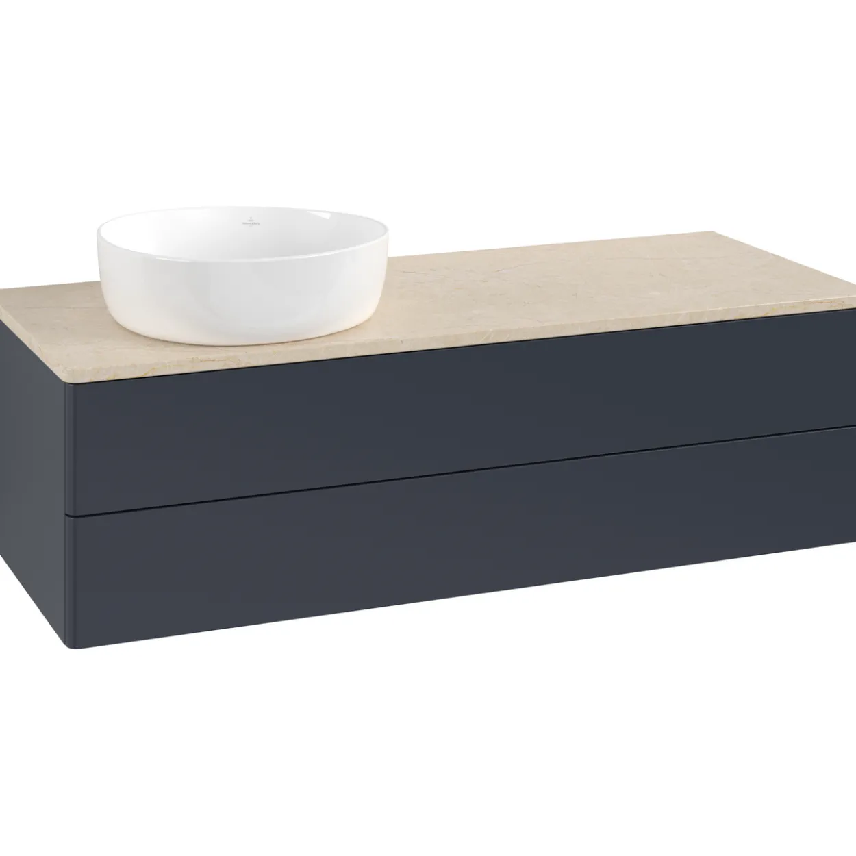 V&b antao servantskap 2 skuffer glatt 1200x360x500 venstre u/kranhull blå/créme