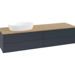V&b antao servantskap 4 skuffer glatt 1600x360x500 venstre u/kranhull blå/eik