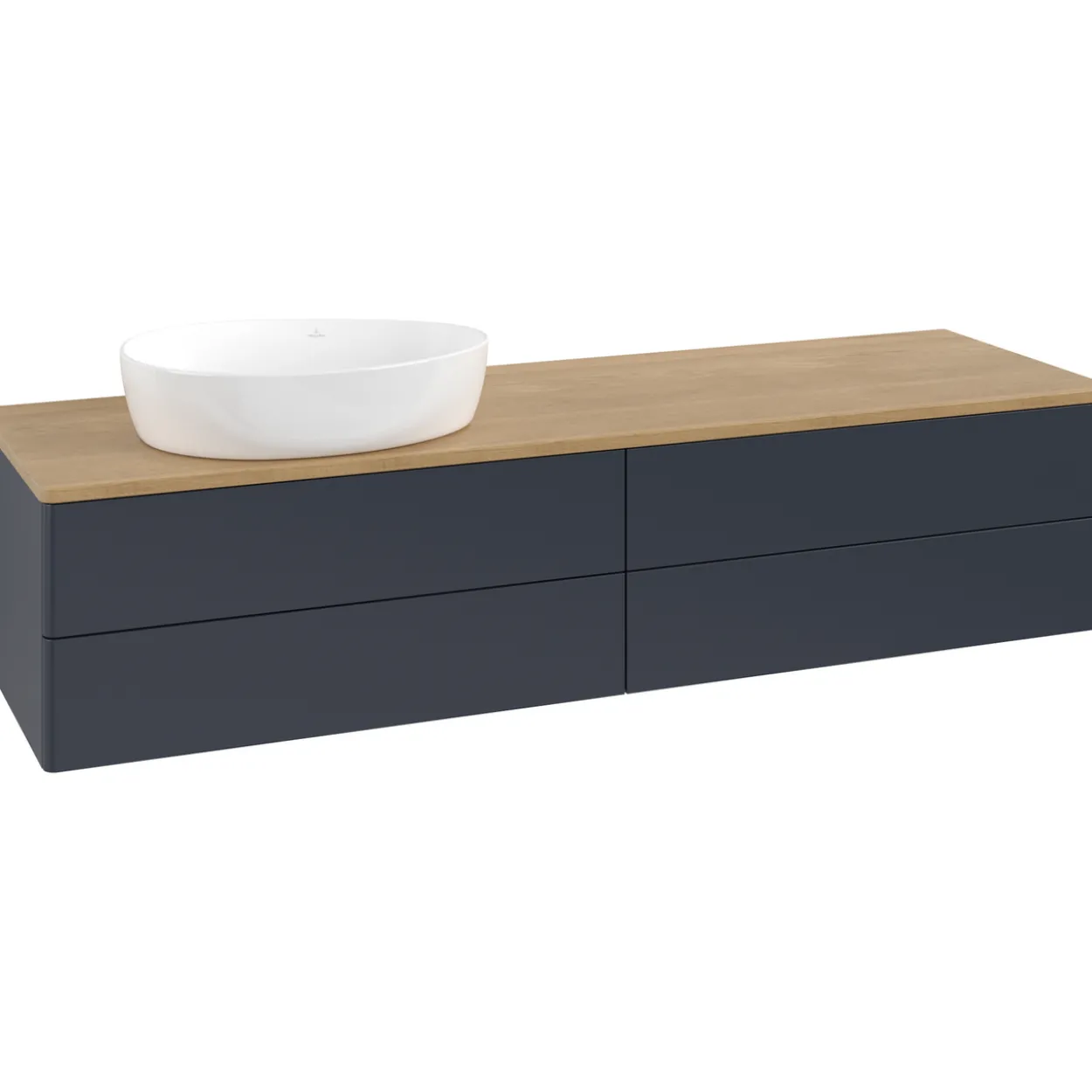 V&b antao servantskap 4 skuffer glatt 1600x360x500 venstre u/kranhull blå/eik