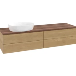 V&b antao servantskap 4 skuffer glatt 1600x360x500 venstre u/kranhull eik/valnøtt