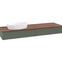 V&b antao servantskap 2 skuffer glatt 1600x190x500 venstre u/kranhull grønn/valnøtt