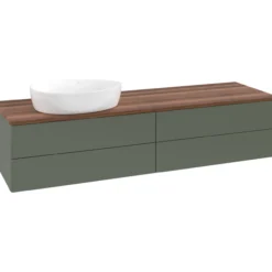 V&b antao servantskap 4 skuffer glatt 1600x360x500 venstre u/kranhull grønn/valnøtt