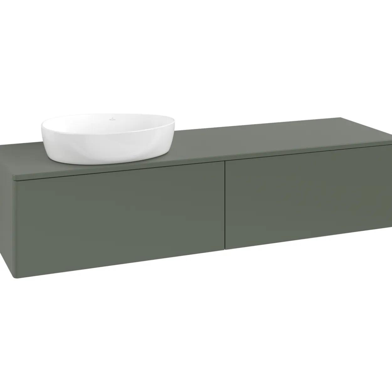 V&b antao servantskap 2 skuffer glatt 1600x360x500 venstre u/kranhull grønn