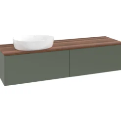V&b antao servantskap 2 skuffer glatt 1600x360x500 venstre u/kranhull grønn/valnøtt