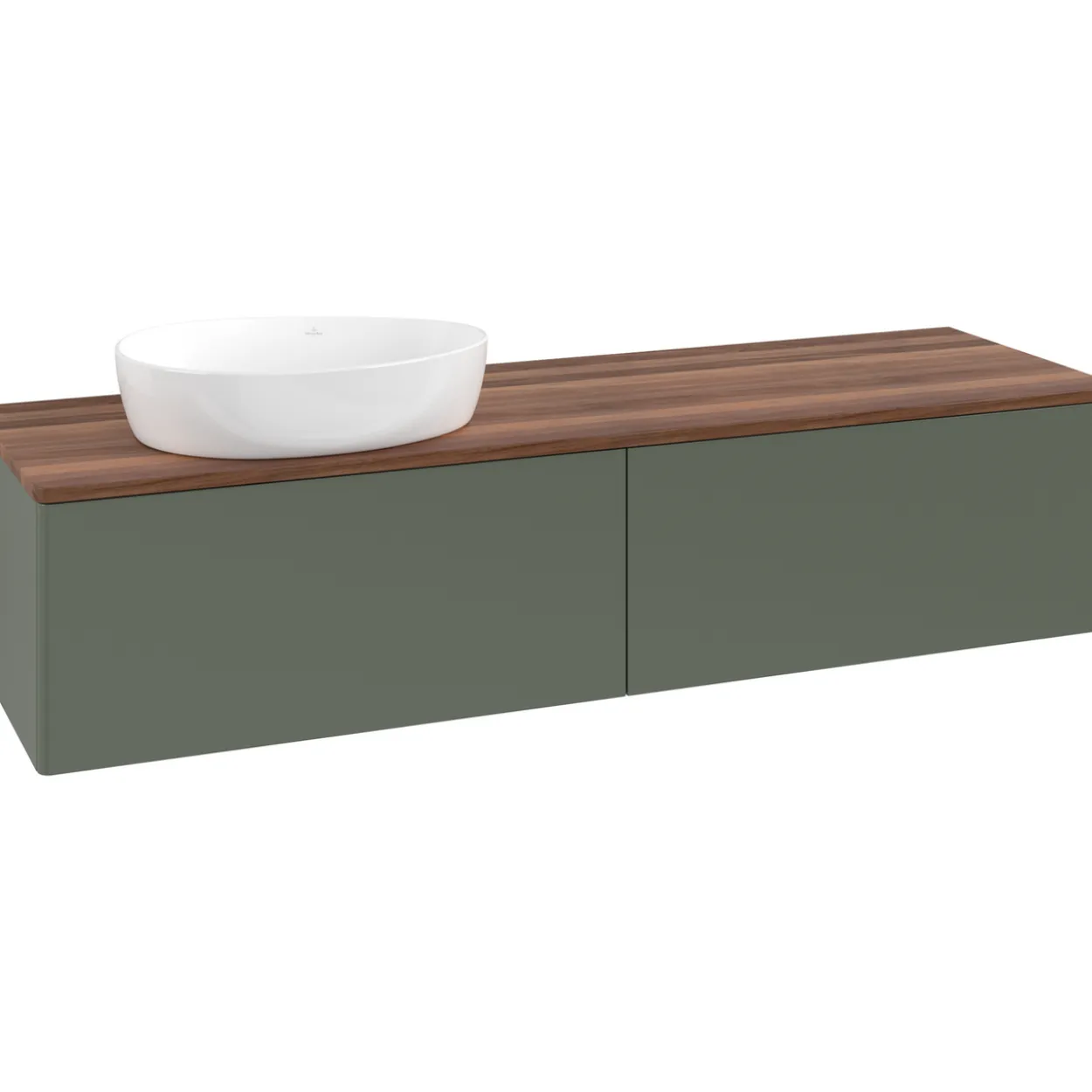 V&b antao servantskap 2 skuffer glatt 1600x360x500 venstre u/kranhull grønn/valnøtt