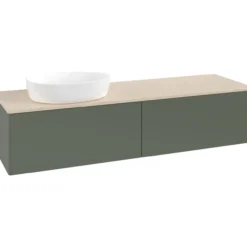 V&b antao servantskap 2 skuffer glatt 1600x360x500 venstre u/kranhull grønn/créme