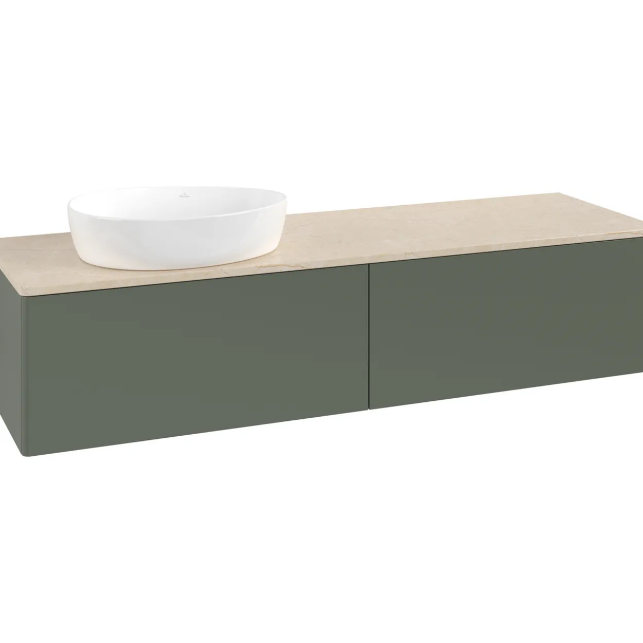 V&b antao servantskap 2 skuffer glatt 1600x360x500 venstre u/kranhull grønn/créme