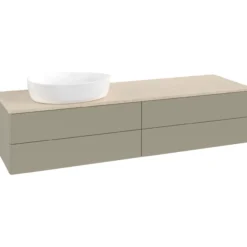 V&b antao servantskap 4 skuffer glatt 1600x360x500 venstre u/kranhull stengrå/créme