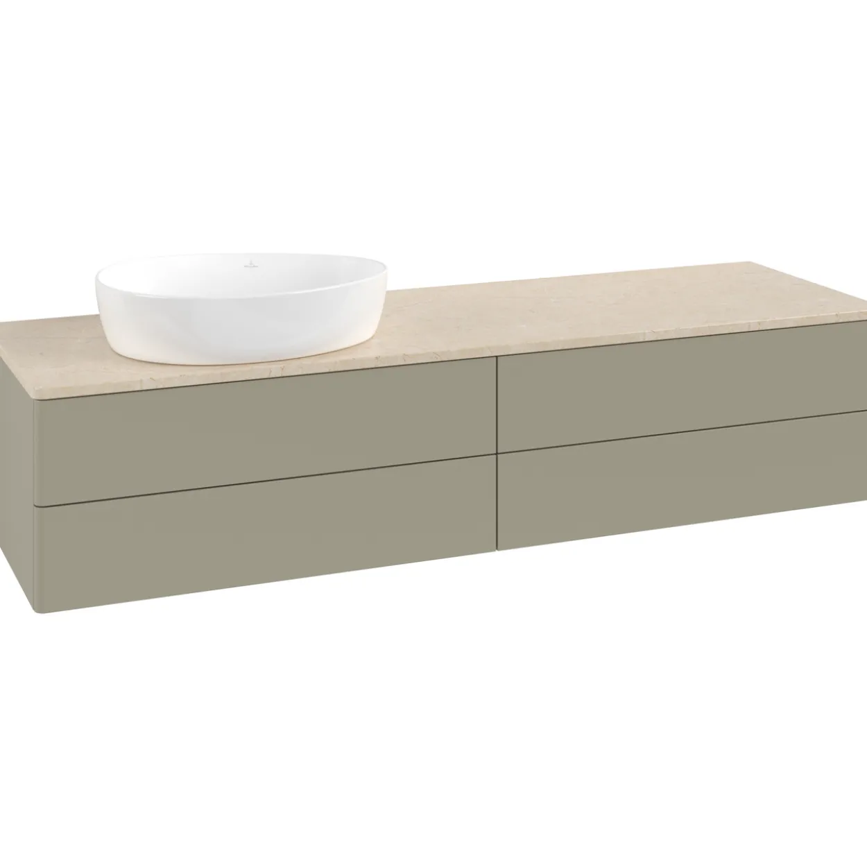 V&b antao servantskap 4 skuffer glatt 1600x360x500 venstre u/kranhull stengrå/créme
