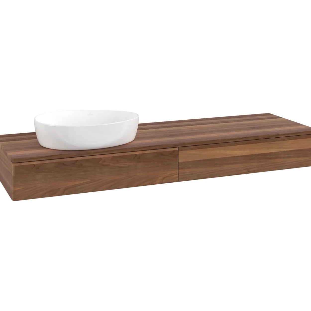 V&b antao servantskap 2 skuffer glatt 1600x190x500 venstre u/kranhull valnøtt/valnøtt