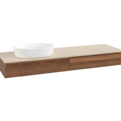 V&b antao servantskap 2 skuffer glatt 1600x190x500 venstre u/kranhull valnøtt/créme