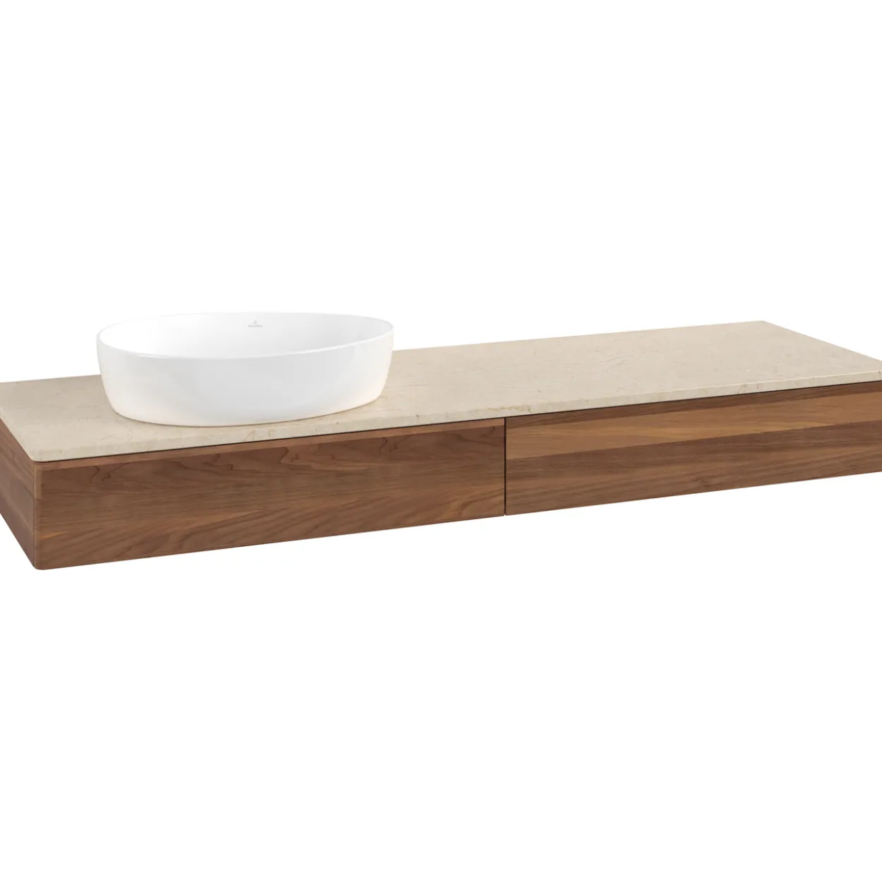 V&b antao servantskap 2 skuffer glatt 1600x190x500 venstre u/kranhull valnøtt/créme