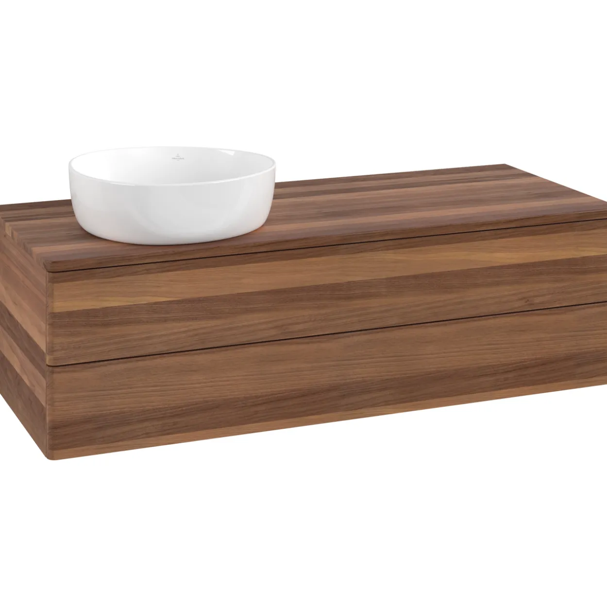 V&b antao servantskap 2 skuffer glatt 1200x360x500 venstre u/kranhull valnøtt/valnøtt