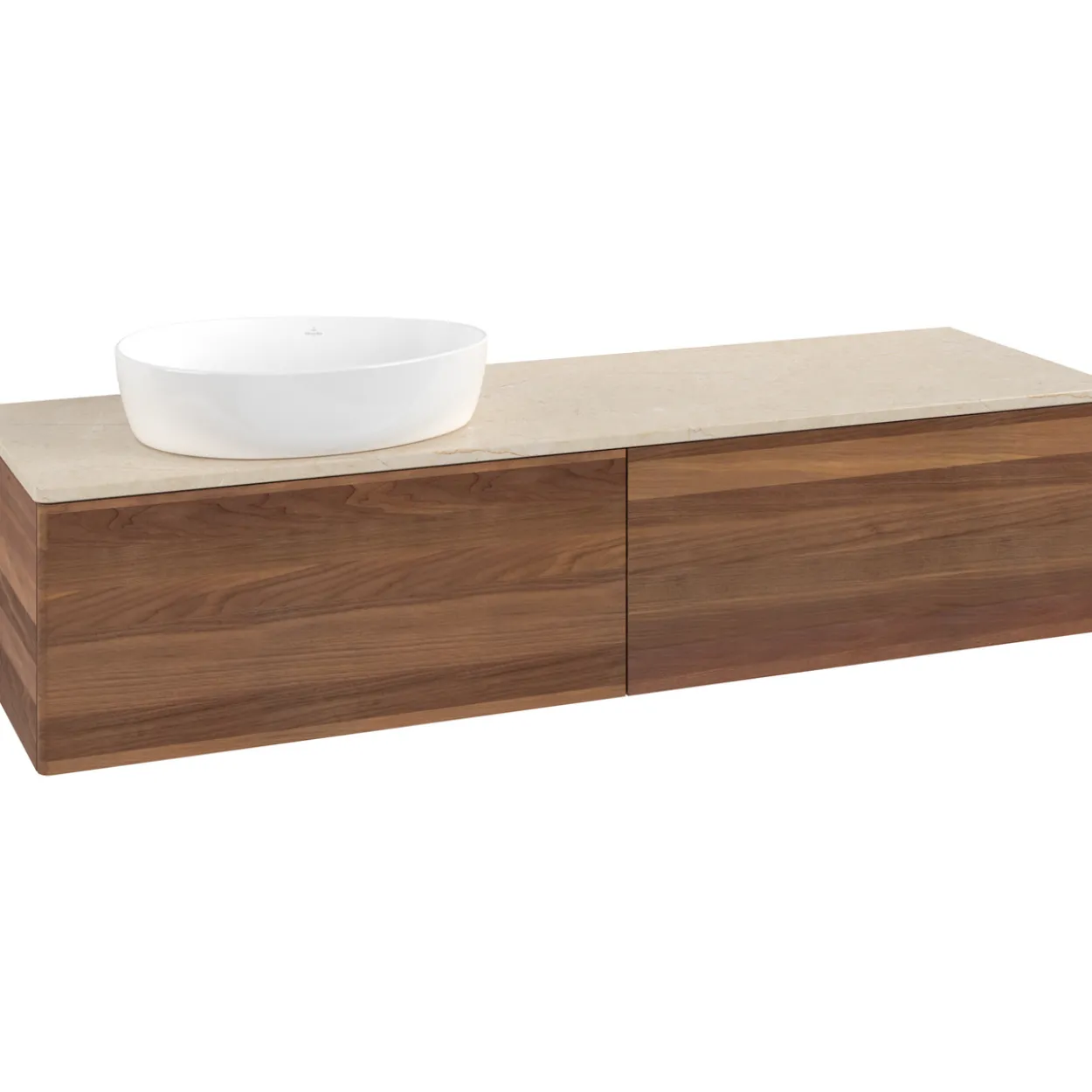 V&b antao servantskap 2 skuffer glatt 1600x360x500 venstre u/kranhull valnøtt/créme