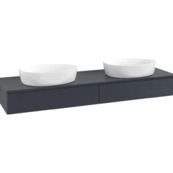 V&b antao servantskap 2 skuffer rillet 1600x190x500 for 2 serv. m/kranhull blå