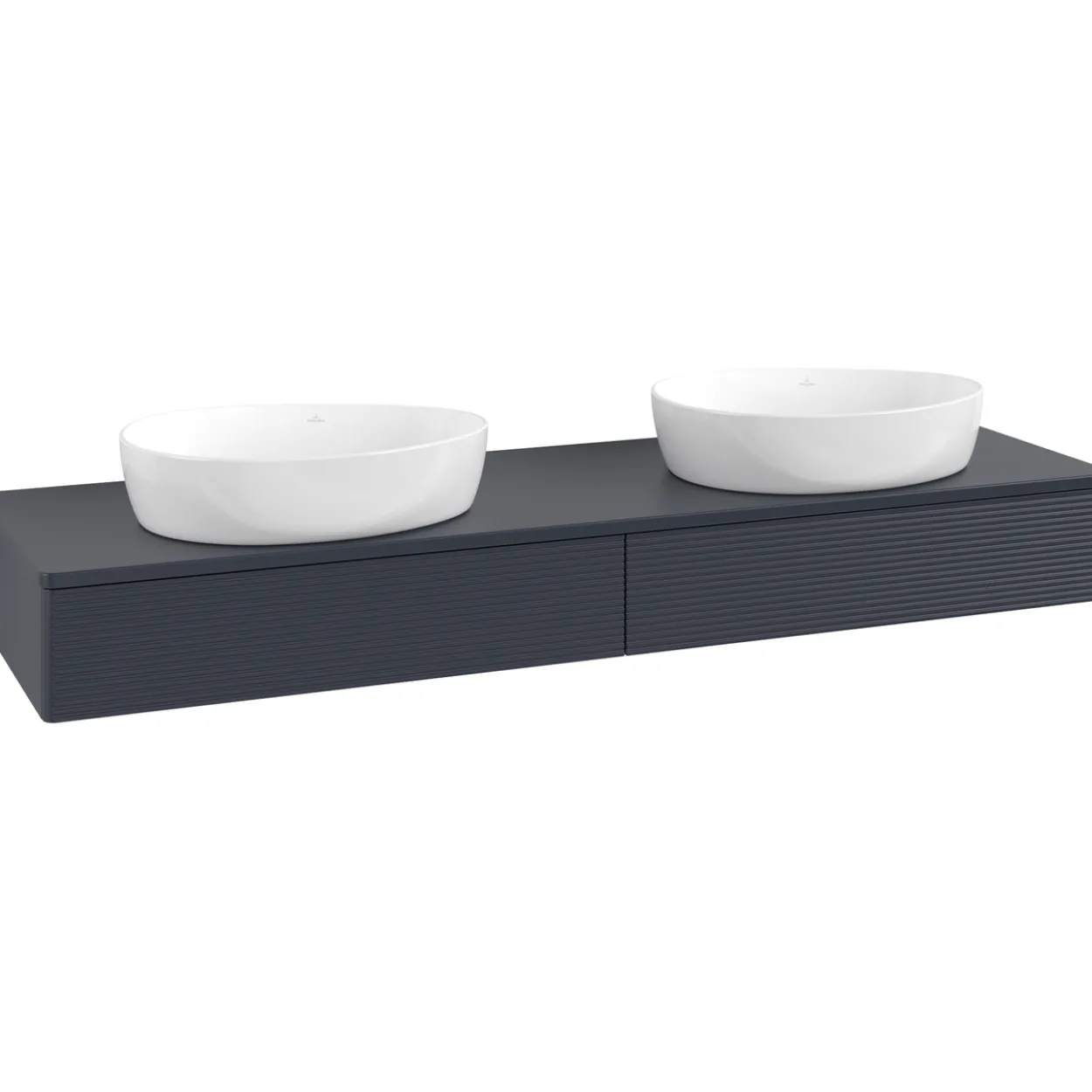 V&b antao servantskap 2 skuffer rillet 1600x190x500 for 2 serv. m/kranhull blå